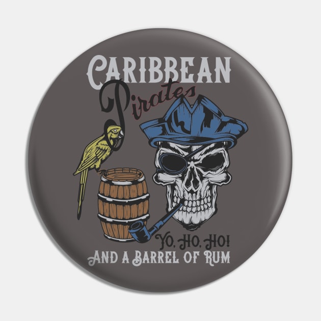 Pirate Skull of the Caribbean Pin by Luve