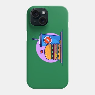 Burger And Soda Cartoon Vector Icon Illustration (6) Phone Case