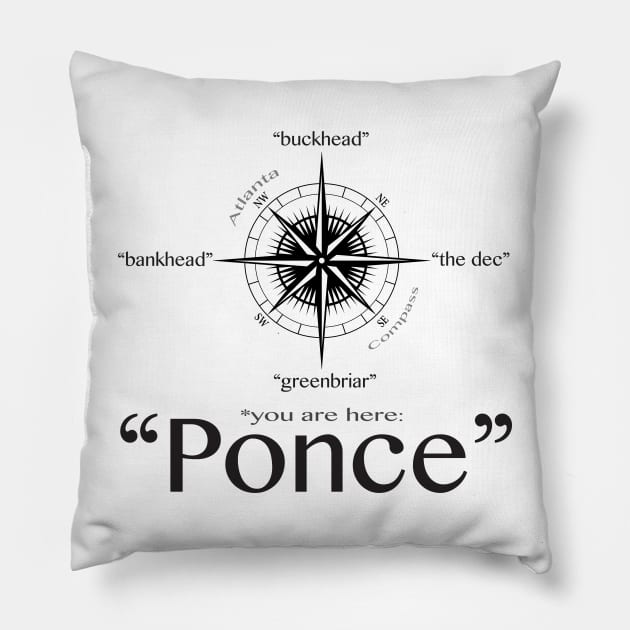 Atlanta compass: Ponce de Leon Pillow by Notable 'Nalia