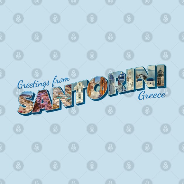 Greetings from Santorini in Greece Vintage style retro souvenir by DesignerPropo