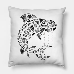 Swim In Your Own Direction Salmon Ornamental Design Pillow