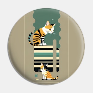 Striped Whiskers: Playful Cat Design Pin