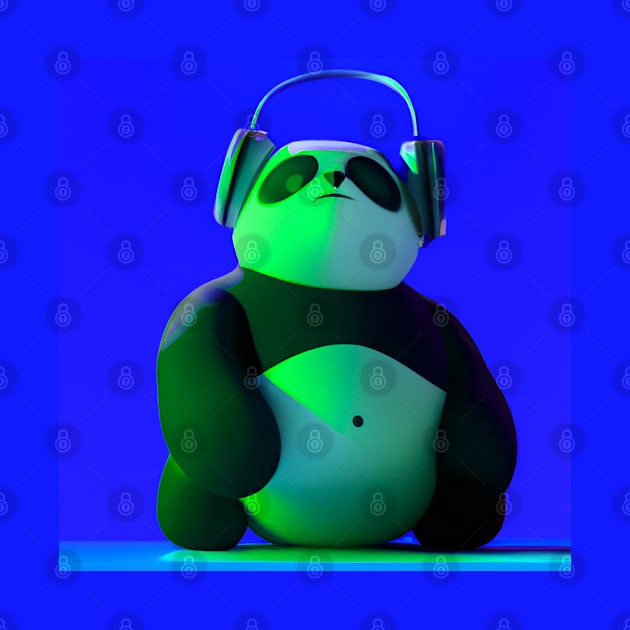 Asocial Synthwave Panda (Blue) by pandas doing stuff