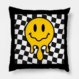 Vintage Melting Smiley Cute 80s Groovy smile hippie Pillow