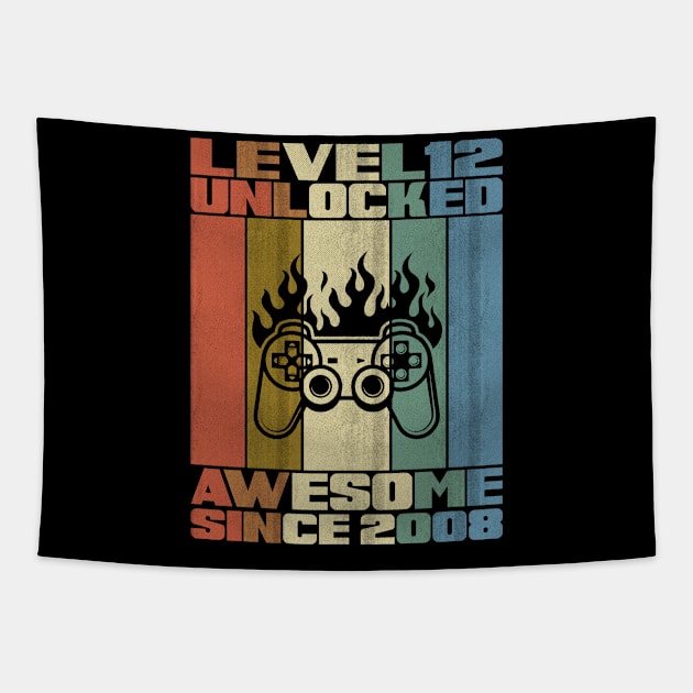 Level 12 Unlocked Birthday 12 Years Old Awesome Since 2008 Tapestry by 5StarDesigns