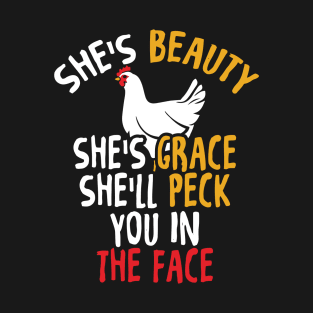 Funny Chicken Design, Farmer Gift, Chicken Lover, Peck Face design T-Shirt