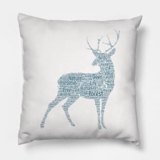 Deer Forest Silhouette Shape Text Word Cloud Pillow