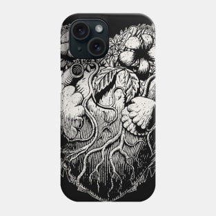 Foliage Heart Drawing Illustration on Dark Phone Case