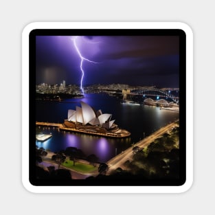 Iconic World Landmarks During A Thunderstorm: Opera House Sydney Magnet