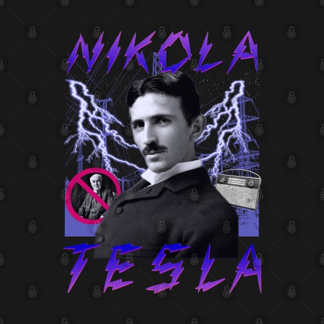 TESLA RAP BAND TEE Nikola Tesla Historic Inventor 90's Vintage Style Electricity Version 2 by blueversion