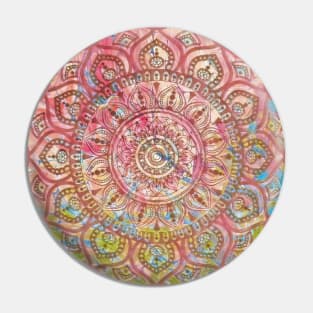 Digital Fluid Art Design - Flip Cup Technique - Pink Mandala Pin