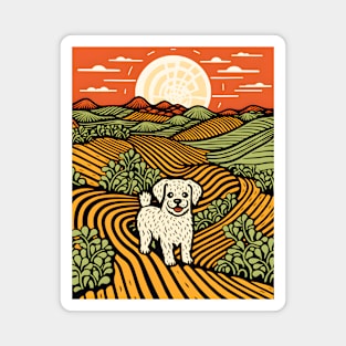 Riso-graphic Dog's Joyful Field Magnet