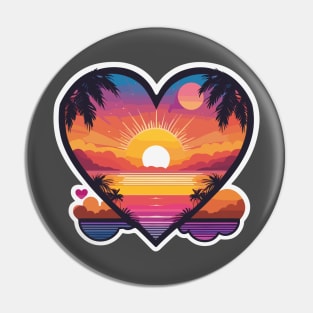 sunset heart Pin