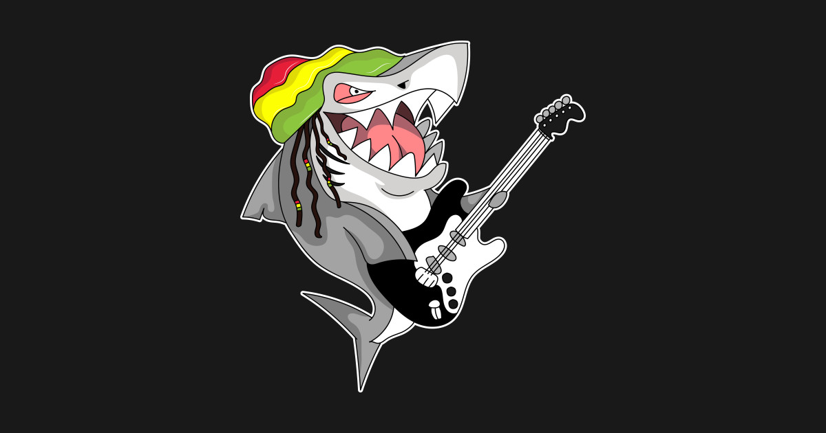 Shark Guitar Electric Guitar Reggae Reggea Sticker TeePublic