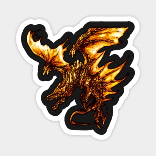 Fiery Molten Burning Dragon Design Magnet