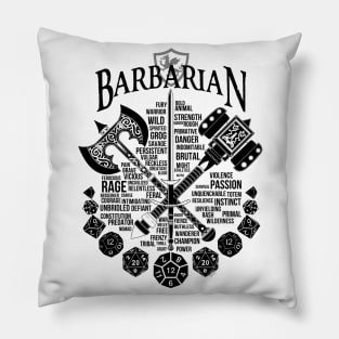 RPG Class Series: Barbarian - Black Version Pillow