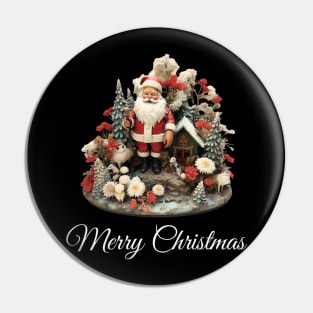 Festive Santa - Traditional Winter Scene Christmas Diorama Pin