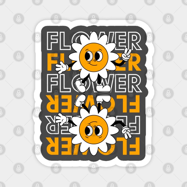 Groovy 70s Retro Smiley Face Flower Power Magnet by TuncGK