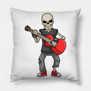 Skeleton at Music with Guitar Pillow