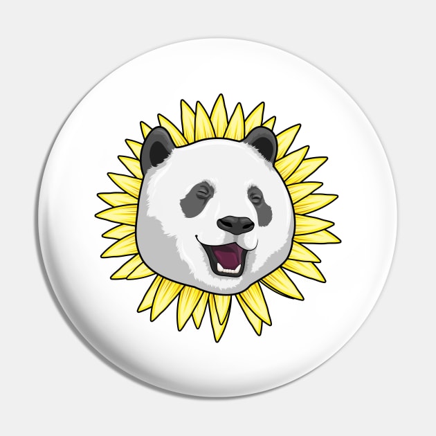 Panda with Sunflower Pin by Markus Schnabel