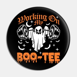 Working On My Boo Tee Gymrat Ghost Gym Halloween Pin