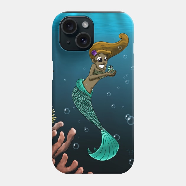 African American Mermaid and Sea Turtle Friend Phone Case by treasured-gift