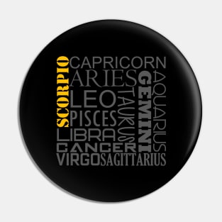 Scorpio Zodiac Montage Pin