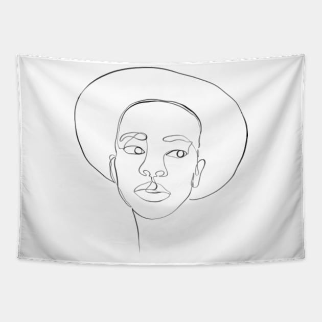 Black girl with hat Tapestry by Doodle Intent