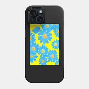 LIGHT BLUE FLOWERS LEMON YELLOW BACKGROUND Phone Case