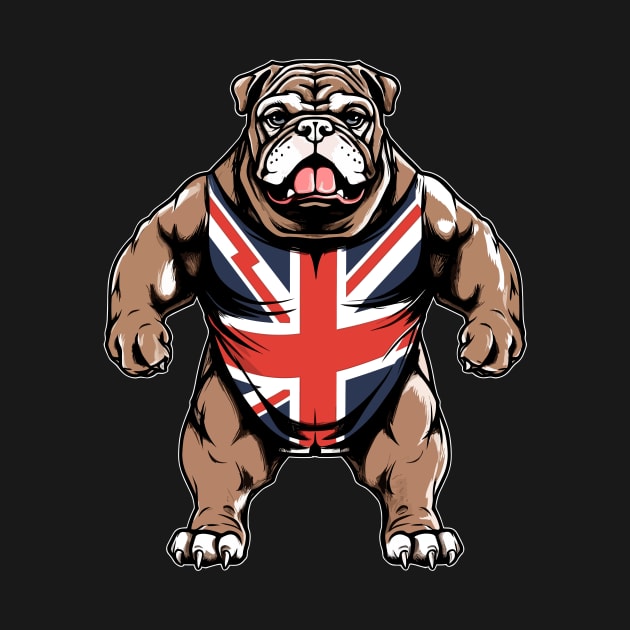 British Wrestler Bulldog Cartoon - Fun and Playful Design by TeeTrendz