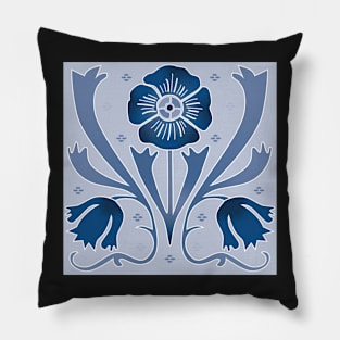 Art Nouveau floral pattern on light blue Pillow