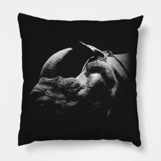 rhino - black shirt Pillow