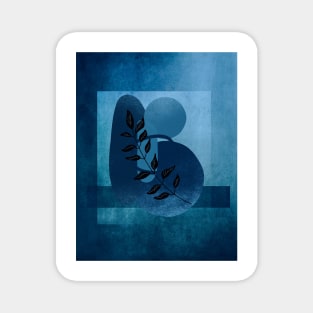 Modern Art Botanical In Blue Magnet