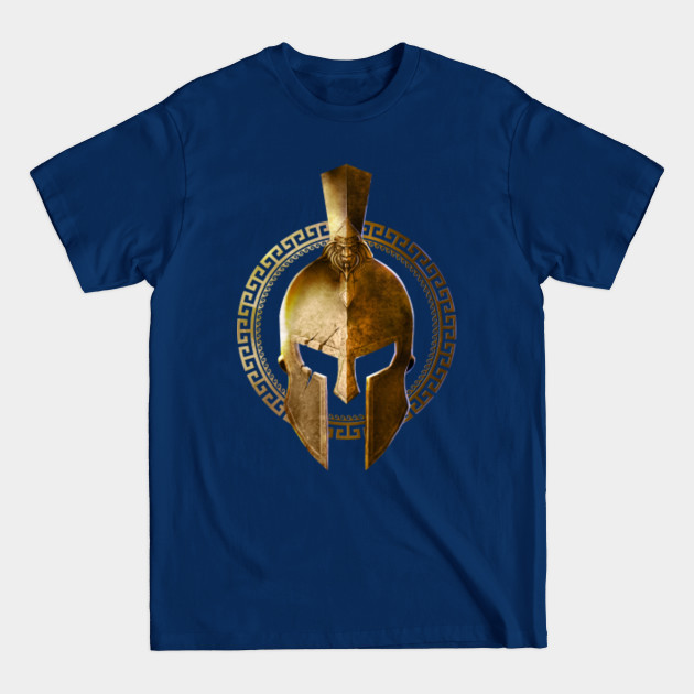 Spartan Gold Helmet Warrior Sparta 300 Greek Mythology Gym Fitness Workout Gladiator - Spartan Helmet - T-Shirt