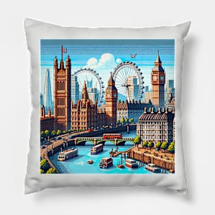 London Pixel Art Illustration Pillow