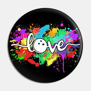 Bowling Love Colourful Typography Bowler Sport Pin