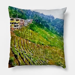 Agriculture Field Landscape watercolor Pillow