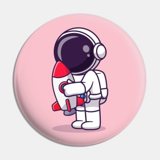 Cute Astronaut Hug Rocket Toy Cartoon Pin