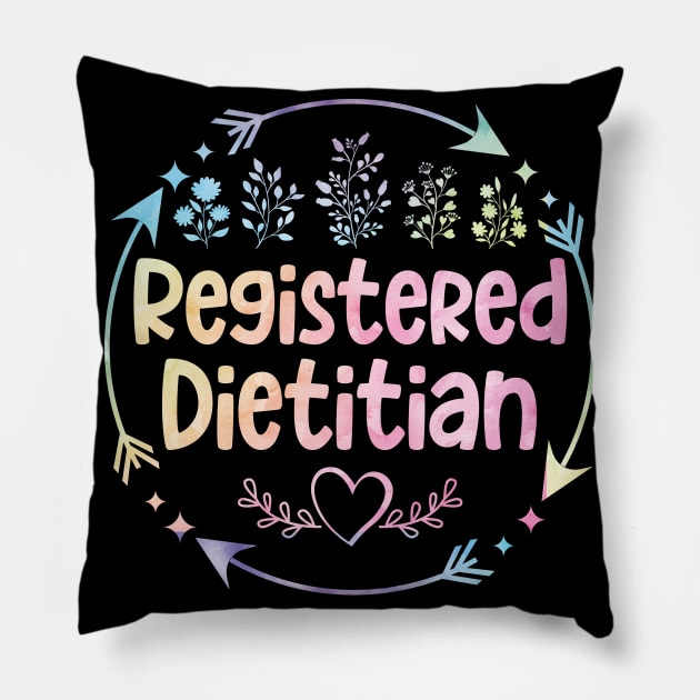 Registered Dietitian cute floral watercolor Pillow by ARTBYHM