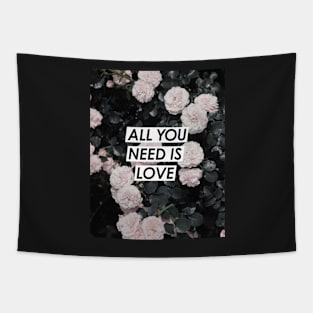 Flowers, Roses, Love, All you need is love, Quote, Fashion print, Scandinavian art, Modern art, Wall art, Print, Minimalistic, Modern Tapestry