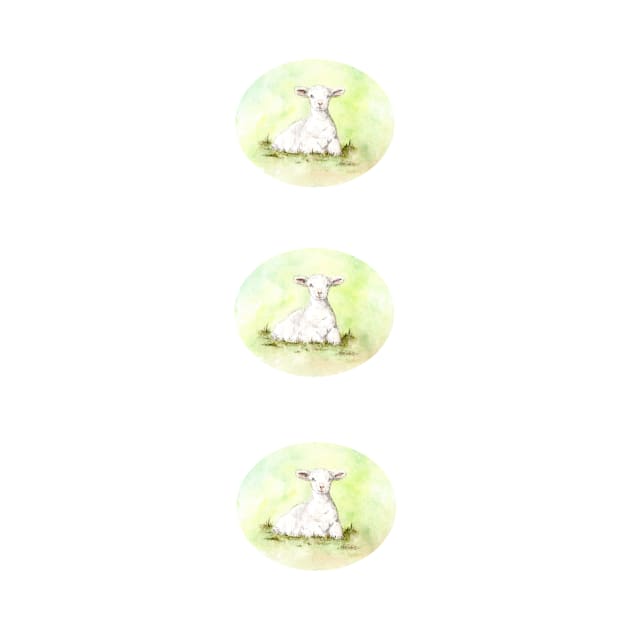 Lamb in the grass, oval shape by Kunst und Kreatives