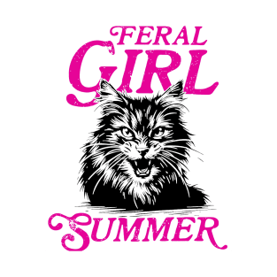 Feral Girl Summer Women Girls Cat Lover Summer T-Shirt