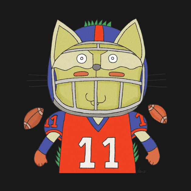 Cat Goof Football Player Number Eleven Geared Up by Ananamorph Art @PeculiarPeaks Nana Totem Wolfe