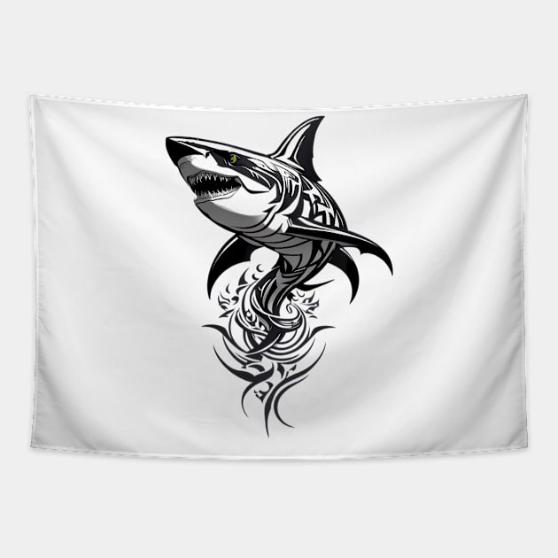 simple shark tattoo outline Tapestry by design19970