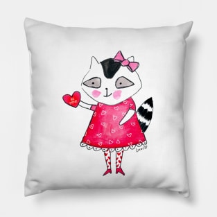 Valentine Raccoon Pillow