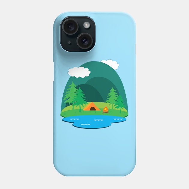 Camping Adventure Vector Landscape Phone Case by julieerindesigns