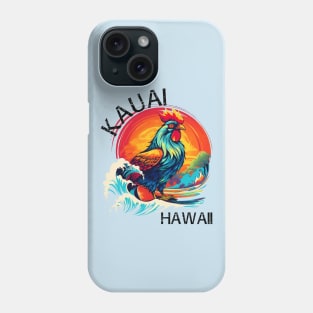 Kauai Hawaii - Rooster (with Black Lettering) Phone Case