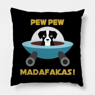 Pew Pew Madafakas Black Dog Pillow