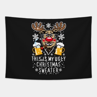 My ugly Christmas Sweater Rudolf Tapestry