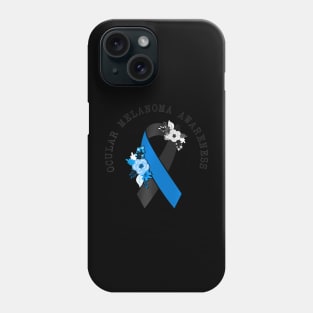 Ocular Melanoma Awareness Floral Black Blue Phone Case